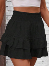 Smocked Layered Shorts - Trendsi - Flyclothing LLC