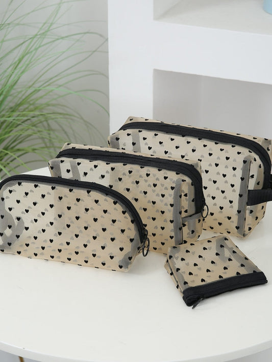 4- Piece Heart Polyester Storage Bag - Trendsi