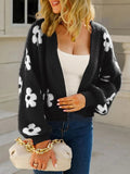Angel Wings Flower Open Front Long Sleeve Cardigan - Trendsi