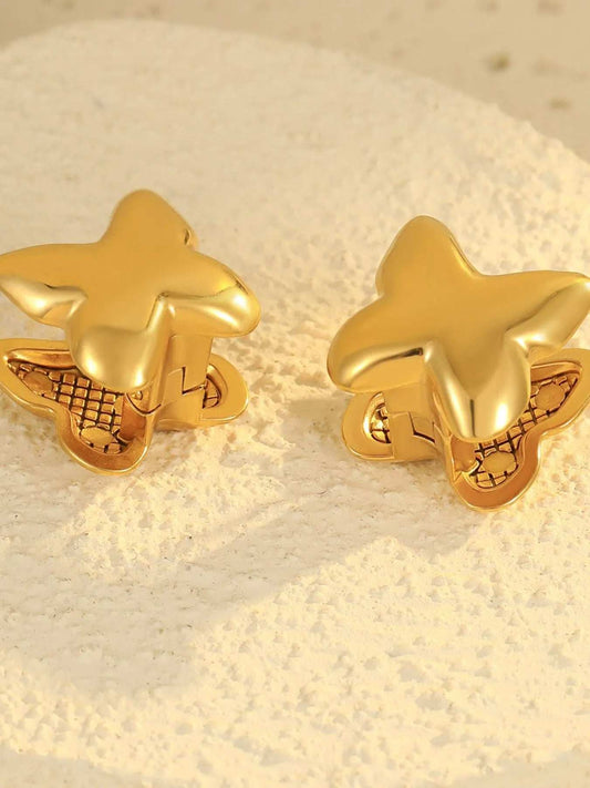 18K Gold-Plated Butterfly Stud Earrings - Trendsi - Flyclothing LLC