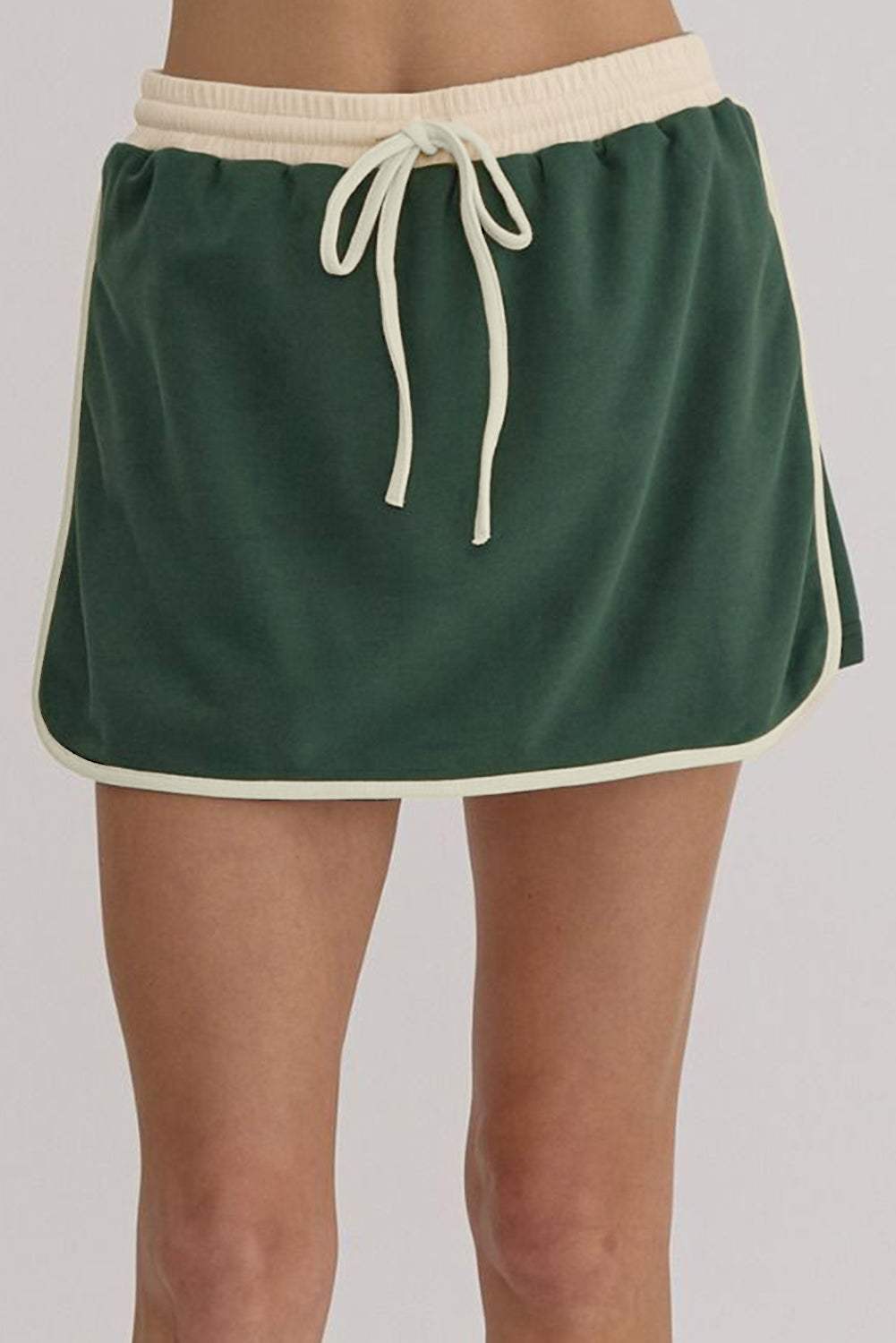 Contrast Trim Round Neck Top and Skort Set - Trendsi - Flyclothing LLC