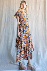 Cotton Bleu by Nu Label Floral Ruffled Midi Dress - Trendsi