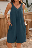 Casual V-Neck Sleeveless Romper with Pockets - Trendsi - Flyclothing LLC