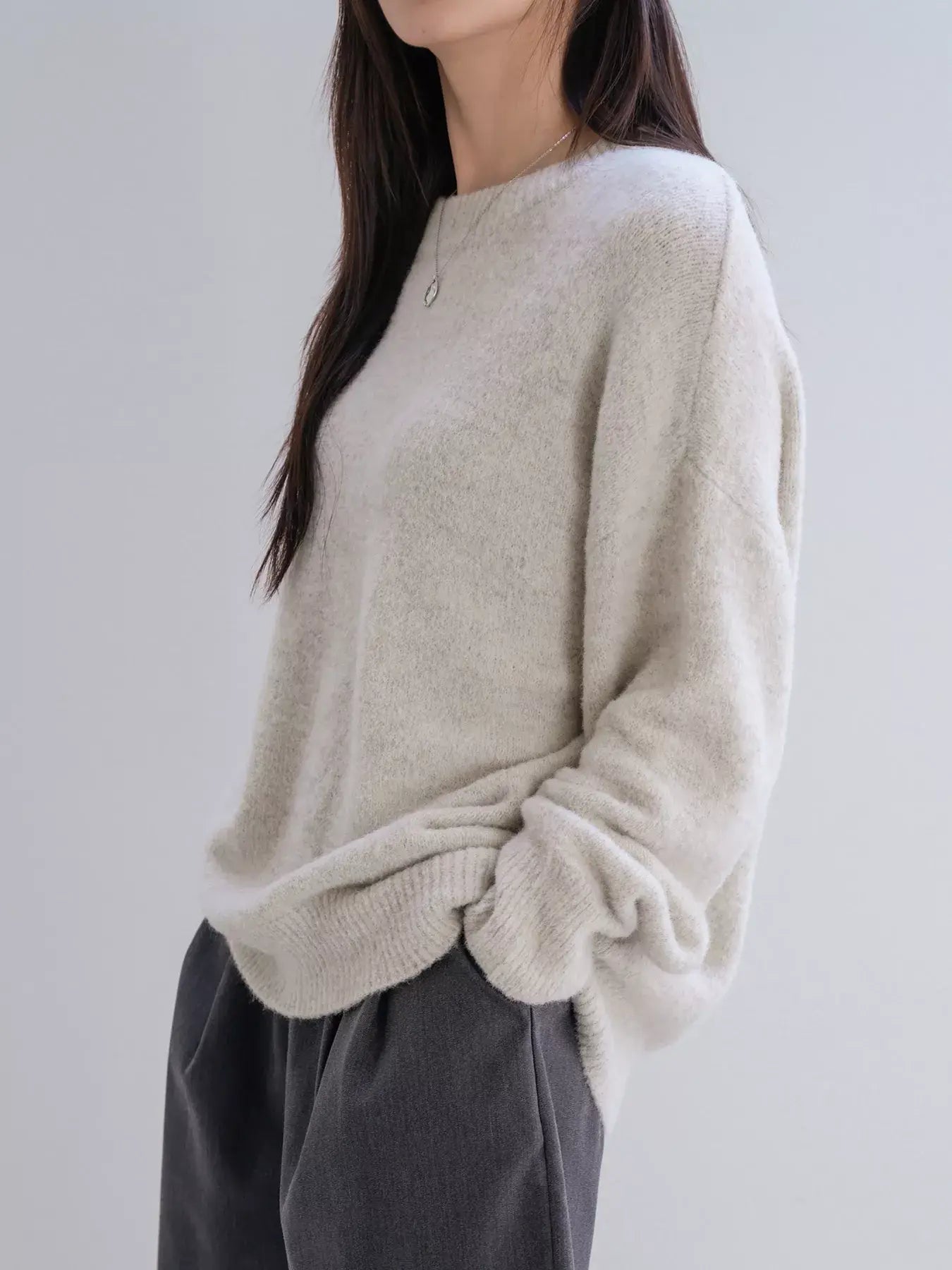 Full Size Cozy Knit Round Neck Oversized Sweater Plus Size - Trendsi - Flyclothing LLC