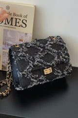 Raw Hem Denim Crossbody Bag - Trendsi