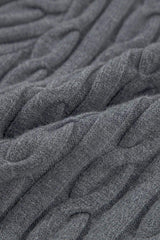 Cable-Knit V-Neck Long Sleeve Sweater - Trendsi - Flyclothing LLC
