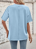 Lovelet Exposed Seam Round Neck Half Sleeve T-Shirt - Trendsi