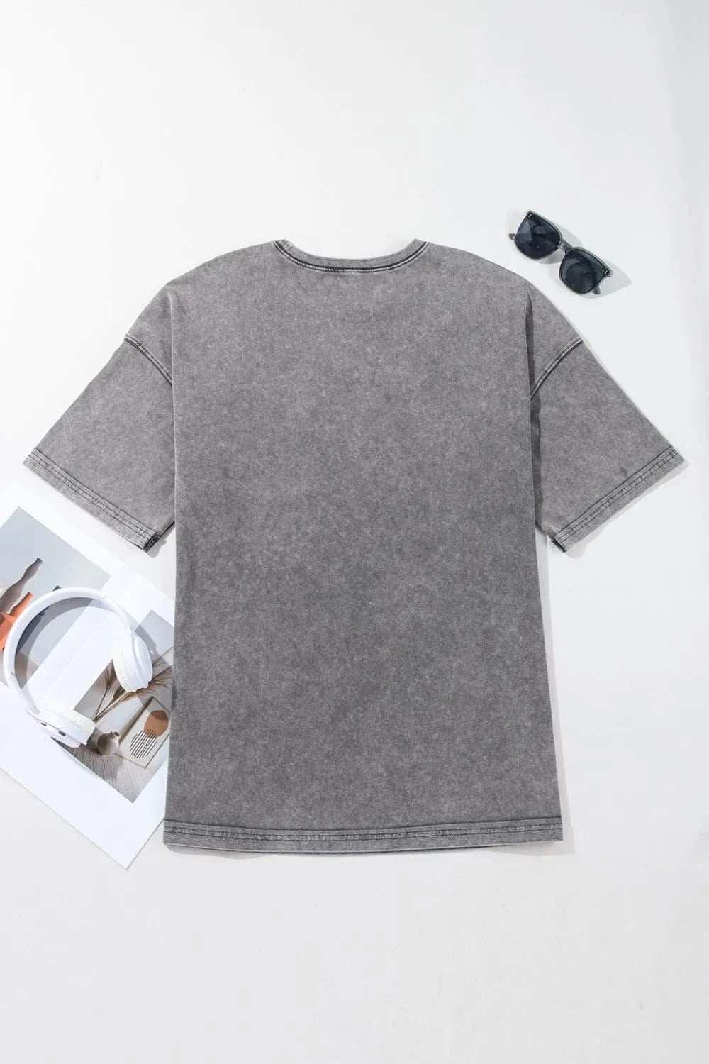 Mineral Wash Half Sleeve Vintage T Shirt - Trendsi - Flyclothing LLC