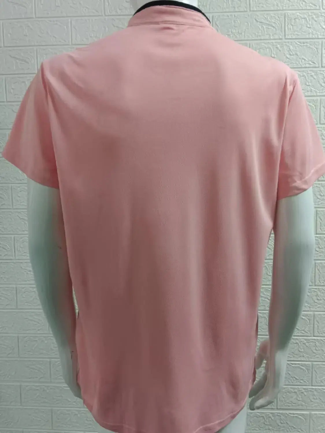 Men's Full Size Stand Collar Contrast Short Sleeve Polo Plus Size - Trendsi - Flyclothing LLC
