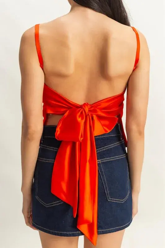 HYFVE Satin Back Tie Detail Cami - Trendsi - Flyclothing LLC