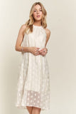 ADORA Applique Pearl Detail Grecian Neck Midi Dress - Trendsi