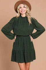 Culture Code Swiss Dot Smock Neck Mini Dress with Pockets - Trendsi - Flyclothing LLC