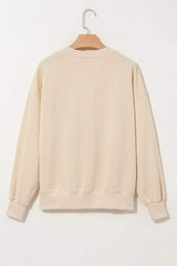 THANKS Round Neck Long Sleeve Sweatshirt - Trendsi - Flyclothing LLC