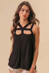 BiBi Rayon Span Jersey Cut Out with Straps Detailed - Trendsi - Flyclothing LLC