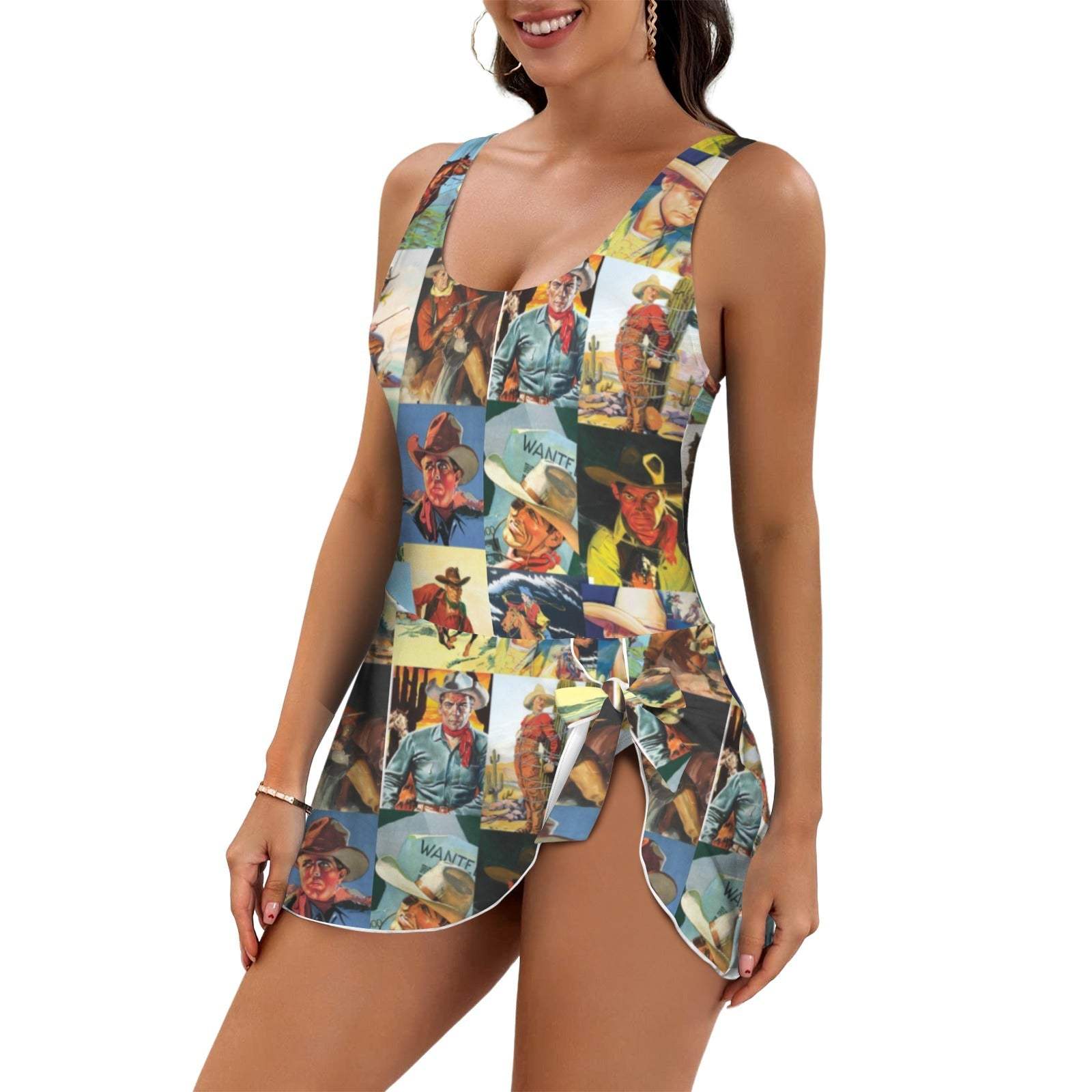 Baha Ranch Vintage Cowboy Skirted Swimsuit - Baha Ranch Western Wear - Flyclothing LLC