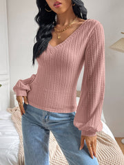 Camiseta de manga larga con cuello en V