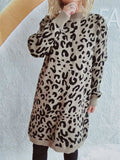 Leopard Round Neck Long Sleeve Sweater - Trendsi - Flyclothing LLC