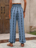 Tied Printed High Waist Pants - Trendsi - Flyclothing LLC