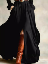 Button Front Long Sleeve Maxi Dress - Trendsi - Flyclothing LLC