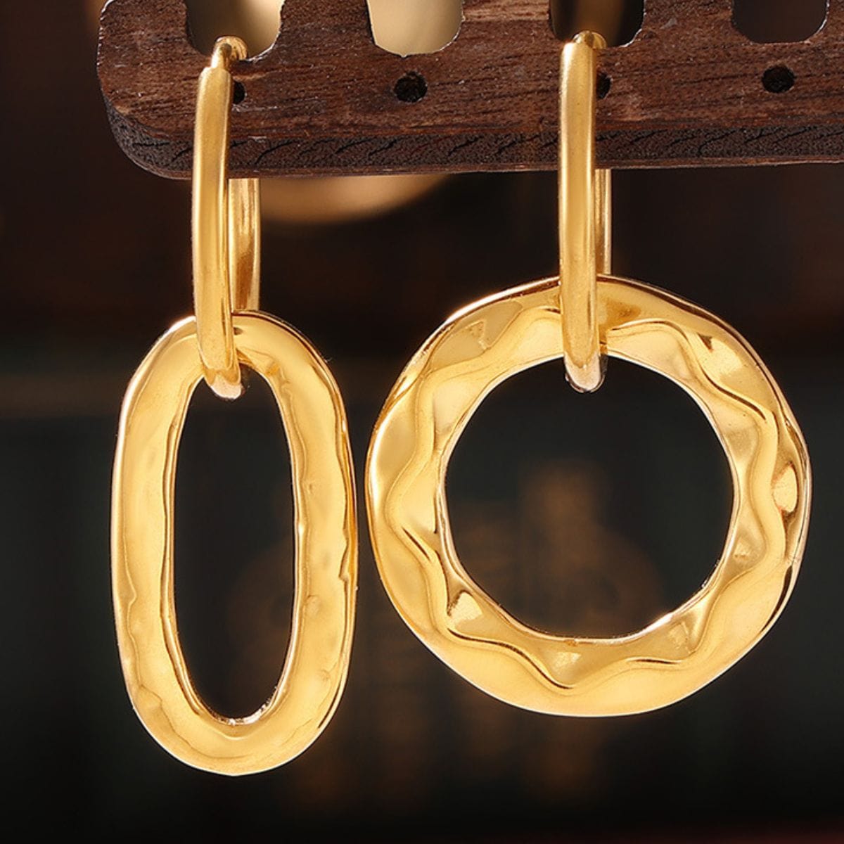 18K Gold-Plated Titanium Steel Annulus Earrings - Trendsi