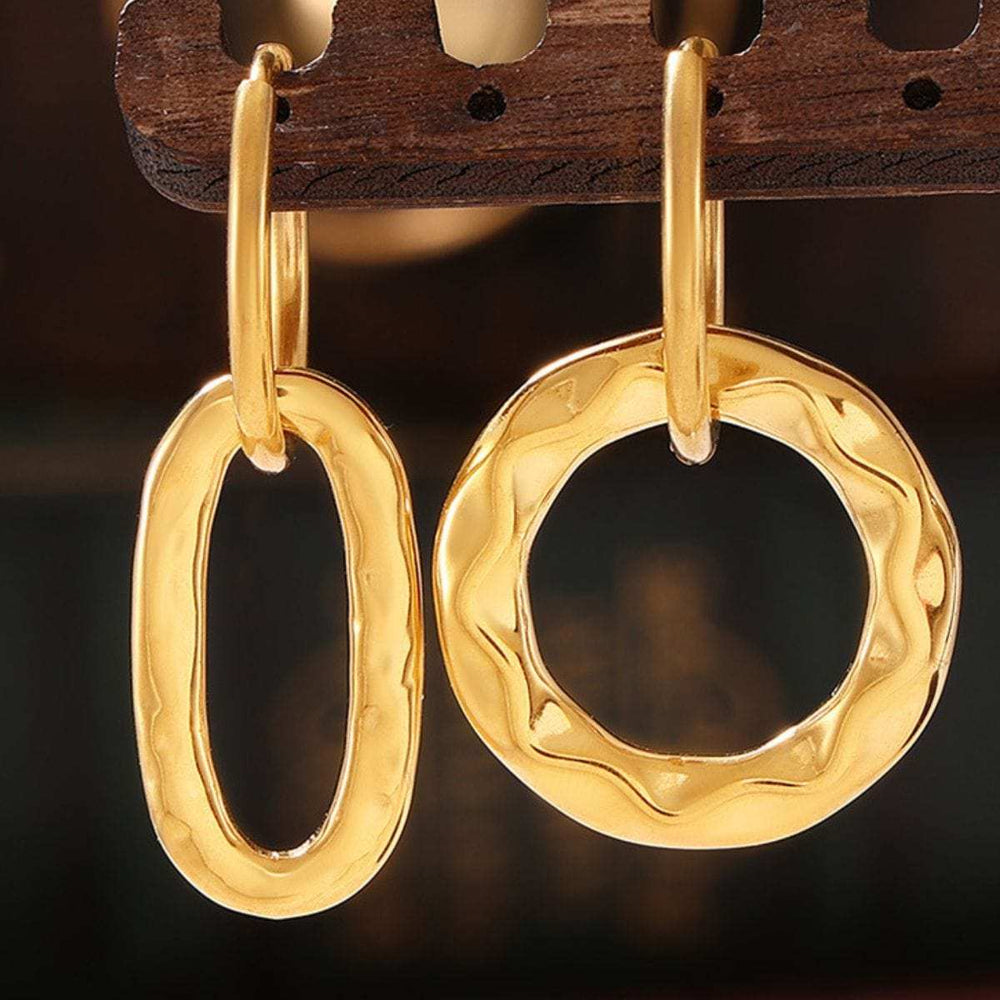18K Gold-Plated Titanium Steel Annulus Earrings - Trendsi - Flyclothing LLC