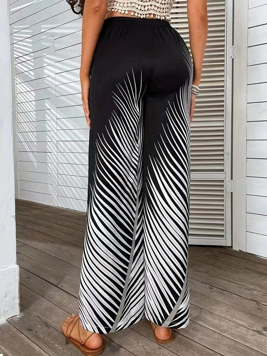 Printed Wide Leg Pants - Trendsi - Flyclothing LLC