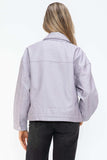 How Dare U Drawstring Hem PU Leather Zip Up Jacket - Trendsi - Flyclothing LLC