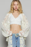 POL Crochet Open-Front Cardigan - Trendsi