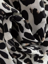 Striped Collar Leopard Print Long Sleeve Flared Dress - Trendsi - Flyclothing LLC