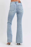 Judy Blue Full Size Mid Rise Rhinestone Side Panel Detail Flare Jeans Plus Size - Trendsi - Flyclothing LLC