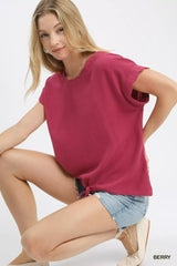 Umgee Linen Scalloped Round Neck Top - Trendsi - Flyclothing LLC