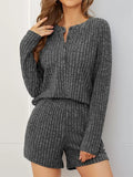 Ribbed Round Neck Top and Shorts Set - Trendsi