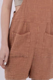 VERY J Sleeveless Double Gauze Overalls with Pockets - Trendsi