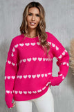 Angel Wings Heart Round Neck Long Sleeve Sweater - Trendsi - Flyclothing LLC