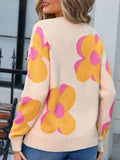 Angel Wings Flower Round Neck Long Sleeve Sweater - Trendsi - Flyclothing LLC
