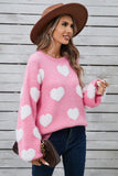 Angel Wings Heart Dropped Shoulder Long Sleeve Sweater - Trendsi