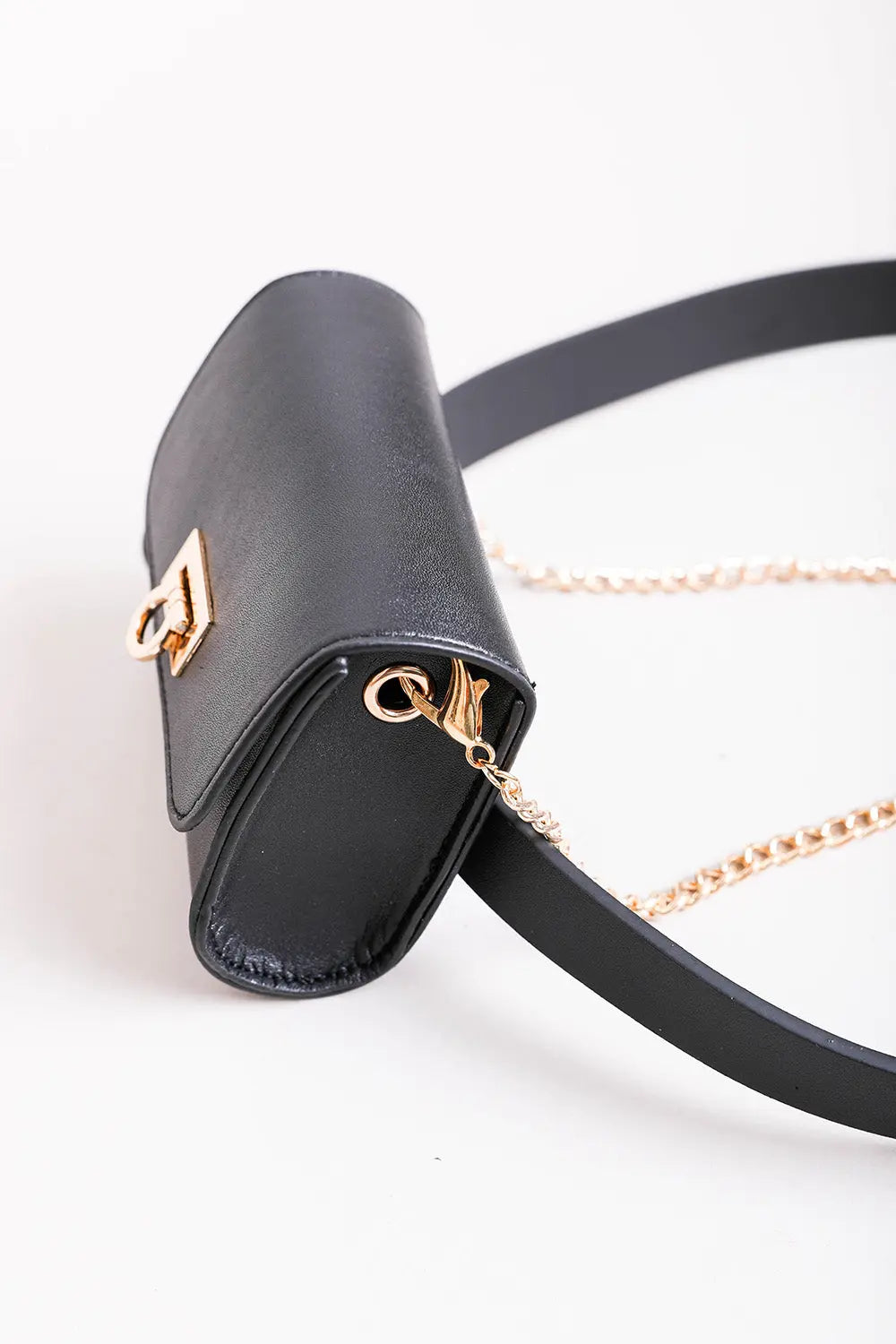 Mini Faux Leather Belt Bag – Chic with Gold Link Chain - Boho Clothing and Accessories - Flyclothing LLC