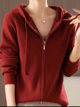 Drawstring Zip Up Long Sleeve Hooded Sweater - Trendsi - Flyclothing LLC