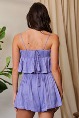 Davi & Dani Pleated Body Elastic Back Babydoll Strappy Top - Trendsi - Flyclothing LLC