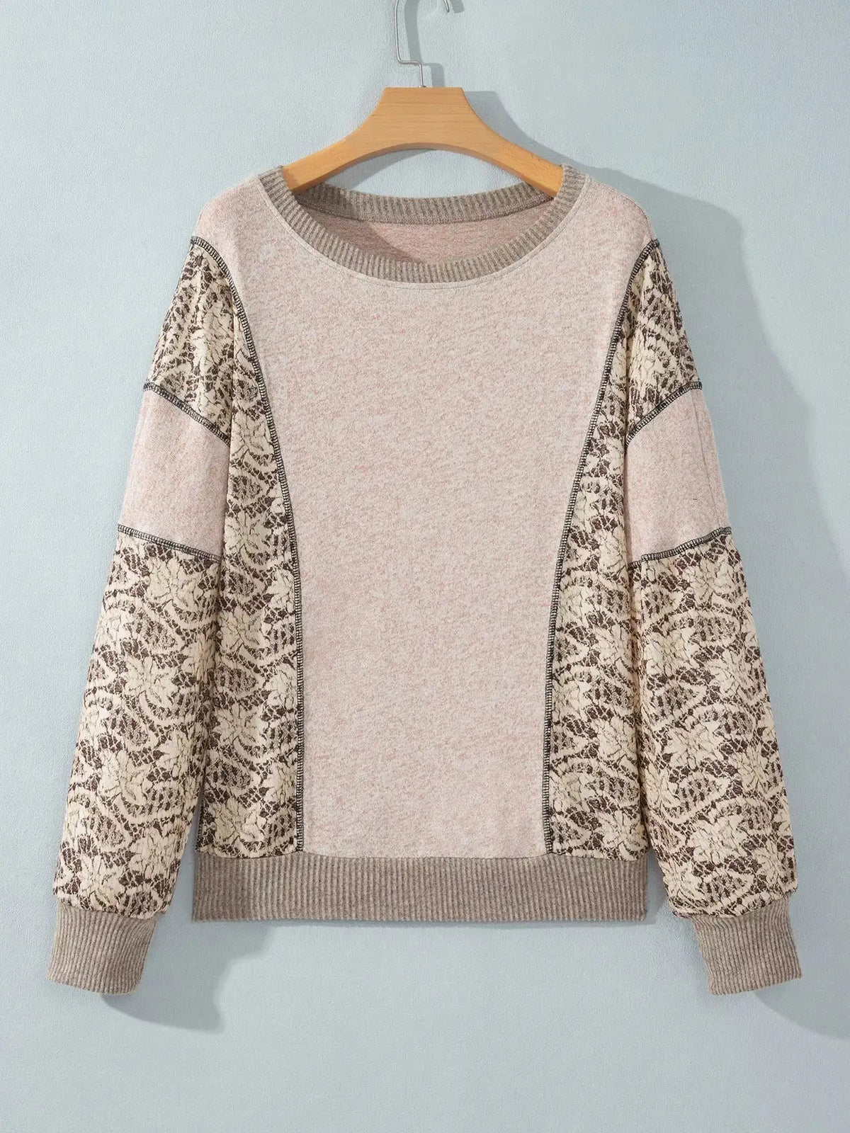 Floral Print Round Neck Long Sleeve Shift Top - Trendsi - Flyclothing LLC