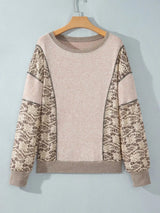 Floral Print Round Neck Long Sleeve Shift Top - Trendsi - Flyclothing LLC
