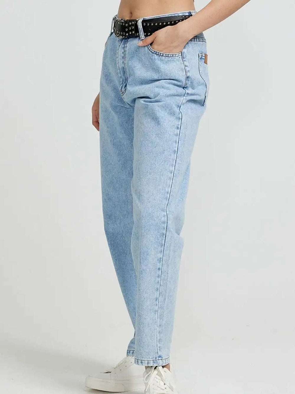 Pocketed Straight Leg Jeans - Trendsi - Flyclothing LLC