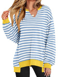 Notched Long Sleeve Oversized Sweatshirt - Trendsi - Flyclothing LLC