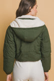Love Tree Zip Up Cropped Hooded Sherpa Reversible Jacket - Trendsi