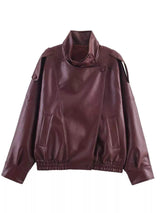 Zip-Up Faux Leather Moto Jacket - Trendsi - Flyclothing LLC