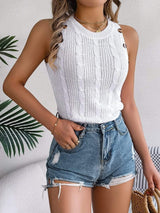 Cable-Knit Round Neck Vest - Trendsi - Flyclothing LLC