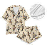Baha Ranch Vintage Cowgirl Satin Ruffle Western Pajama Set