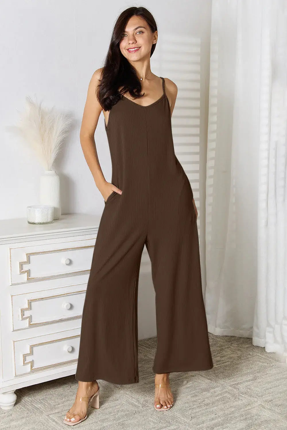 Basic Bae Full Size Spaghetti Strap V-Neck Jumpsuit - ShopBasicbae - Flyclothing LLC