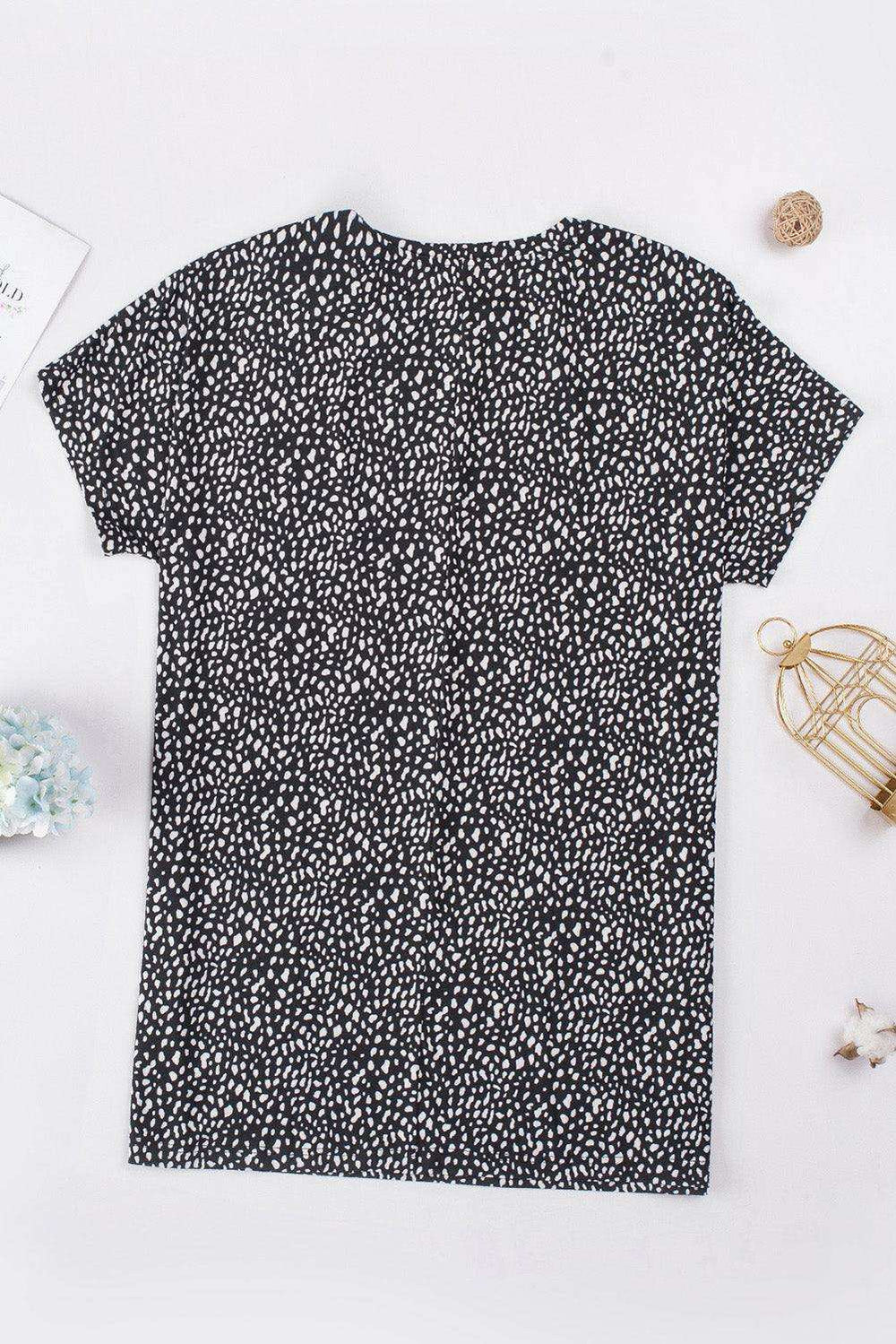 Animal Print Round Neck Tunic Tee with Pockets - Trendsi - Flyclothing LLC