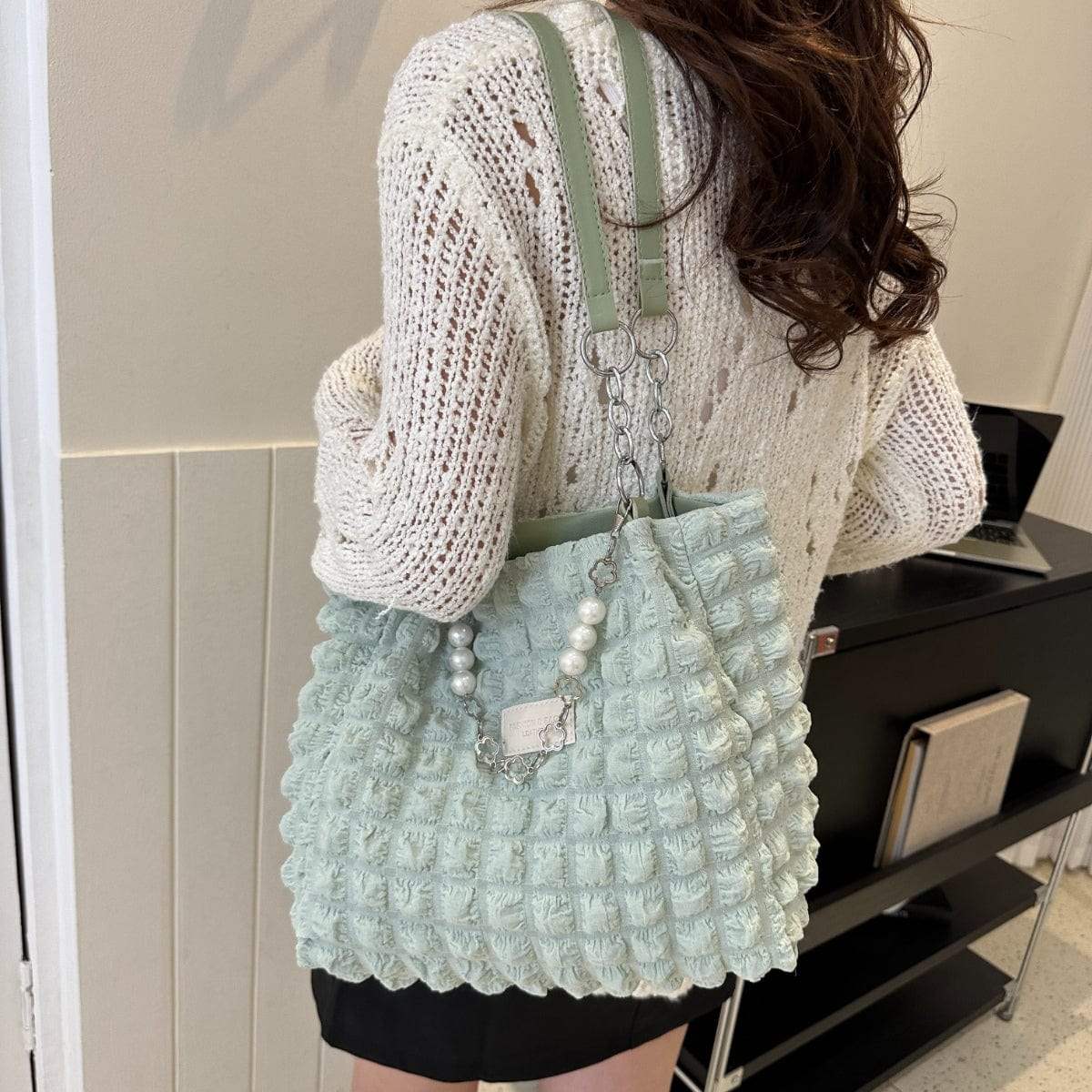 Bubble Textured Tote Bag - Trendsi - Flyclothing LLC